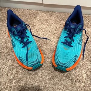 Hoka Blue and Orange Athletic Shoes